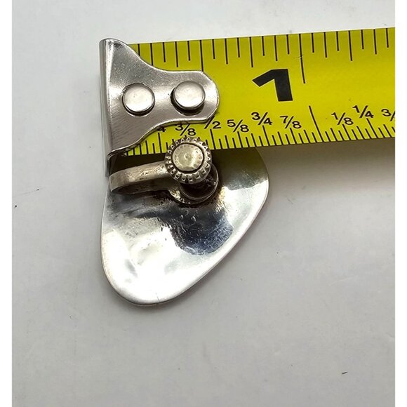 Alpaca Silver Screw Back Earring Abalone Inlay Swordfish Upcycle Craft - Picture 5 of 15